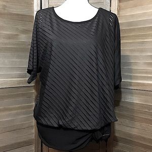 ALYX Black Dolman Top with Silver Ring, Large